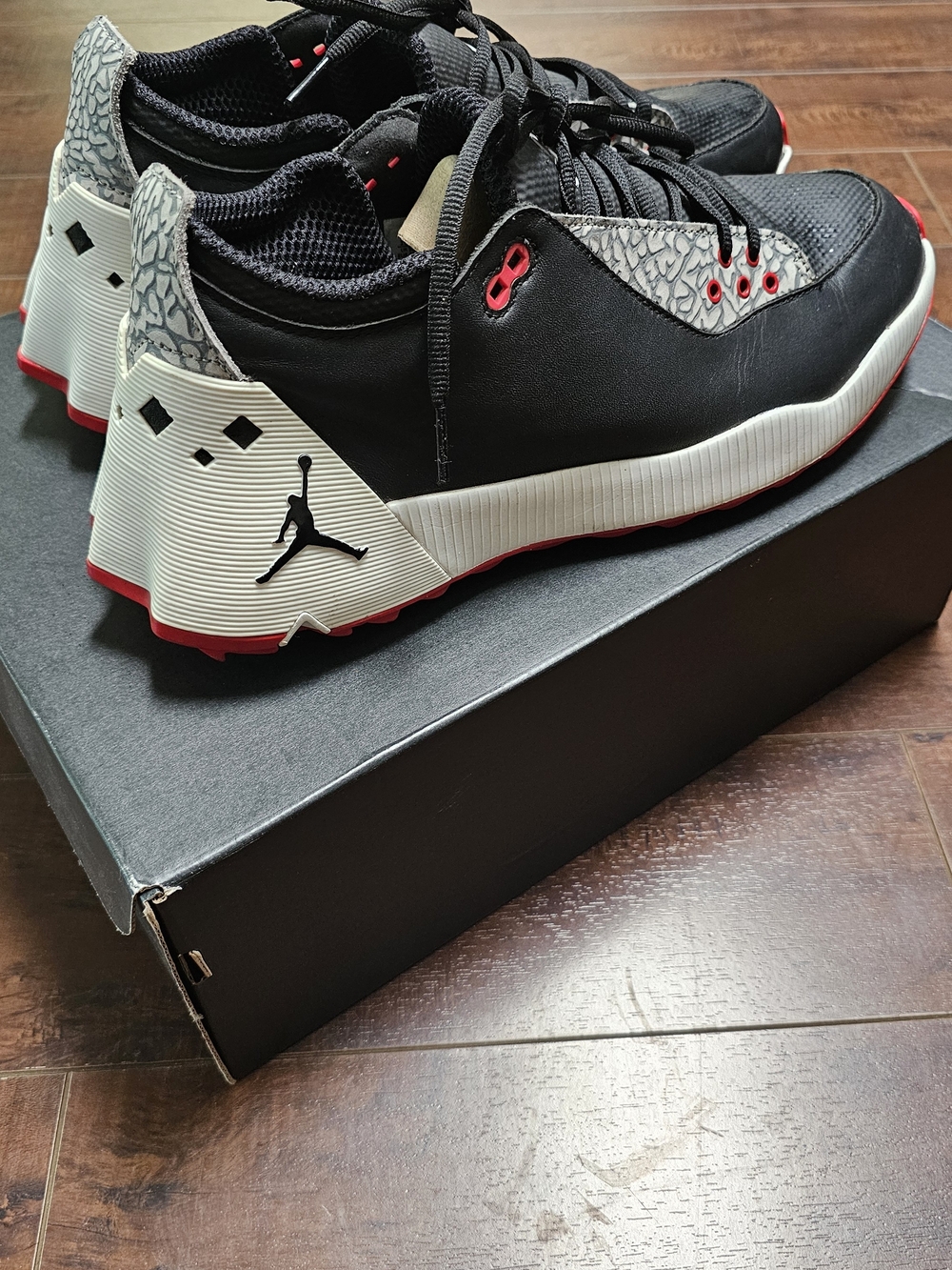 Jordan Men’s Black/White/Red Low-Top Sneakers
